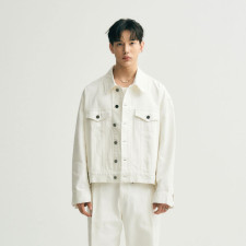 오버핏 크롭 데님 자켓 (크림)