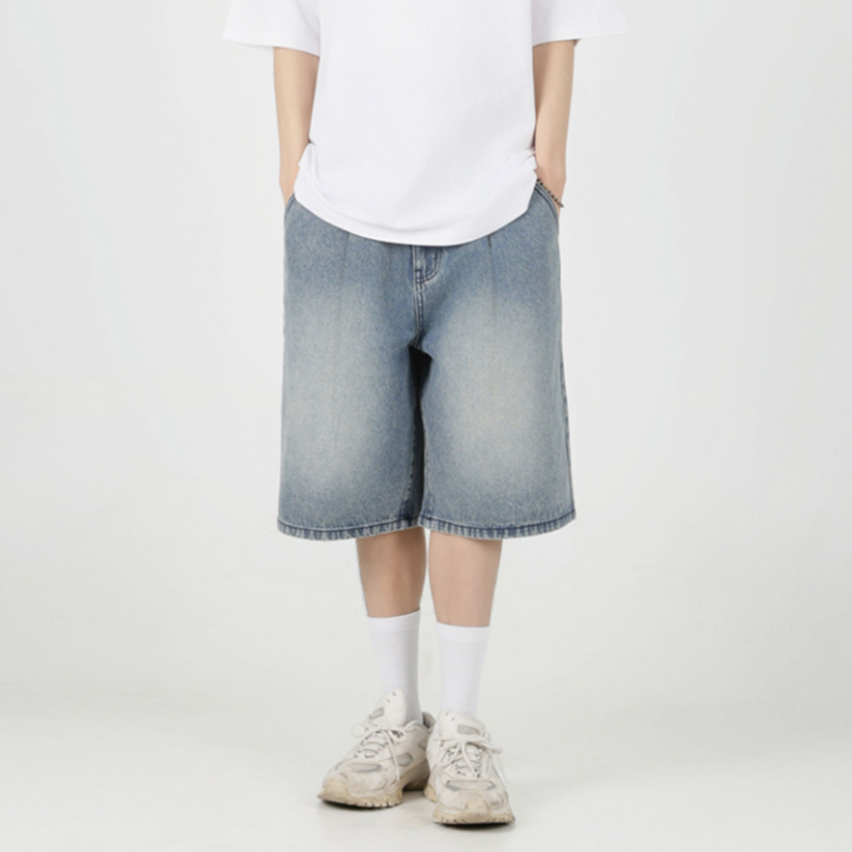 원턱 버뮤다 데님 쇼츠 하프 반바지
